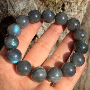 14.5mm stretchable dark flashy labradorite‎ bracelet 0711